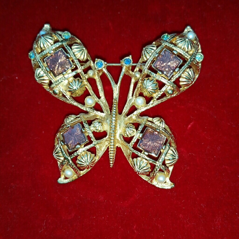 Vintage Avon jeweled butterfly brooc #2